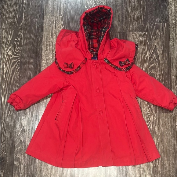 Rothschild Other - ROTHSCHILD Red & Plaid Kids Hooded Coat w/button-in removable Lining/Hood Sz 24M